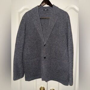 Uniqlo Unisex 88% Wool Dark Gray Knitted Jacket in L